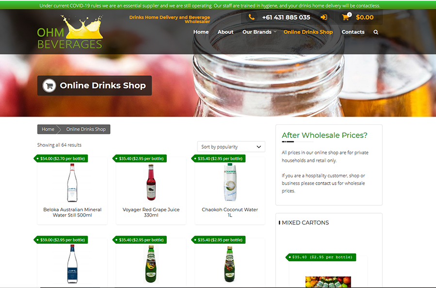 OHM Beverages Website